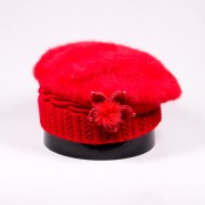 Zimní dámský baret Oona ZCD044 červená, šedá