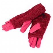 Winter women's textile gloves Keijo ZRD018 gray, burgundy